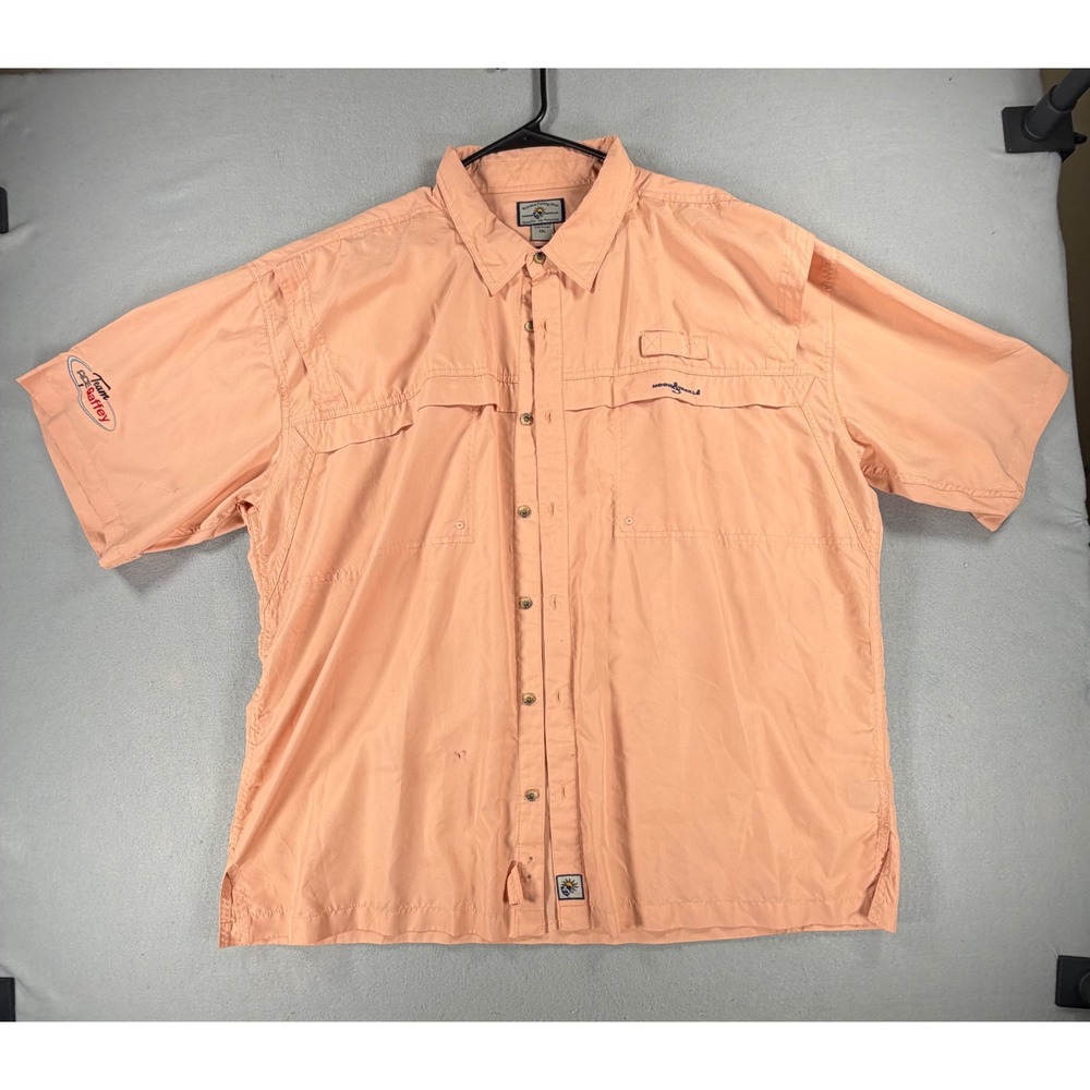 Hook & Tackle Mens XXL Salmon Pink Short Sleeve Vented Fishing Shirt Workwear
